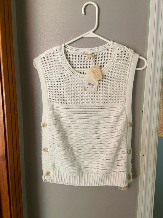 Hem & Thread Tops - Hem & Thread White Crocheted Open-Weave Sleeveless Top